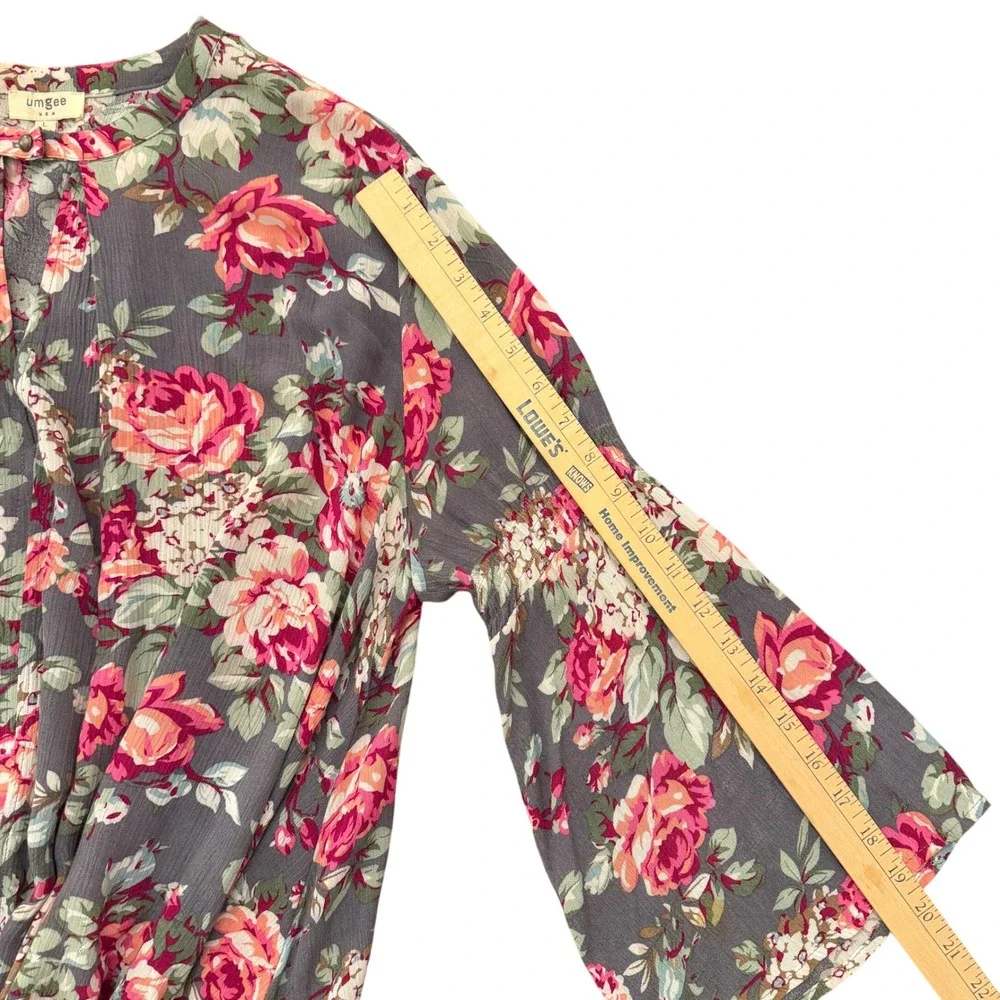 UMGEE Tunic Women LARGE Mini Dress Floral Bohemian Cottagecore Spring Party - Picture 10 of 10